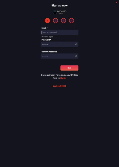 Account Activation Incognito Casino